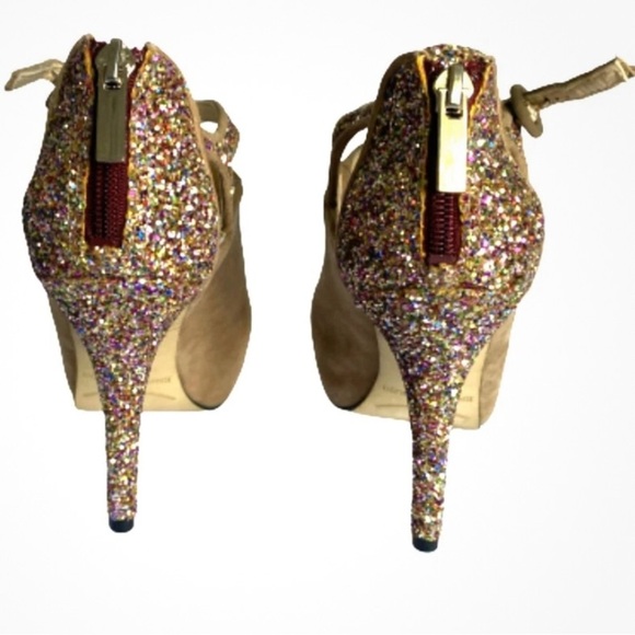 ENZO ANGIOLINI glitter strappy heel booties 4.5" glitter heel and a back zipper - Picture 6 of 14